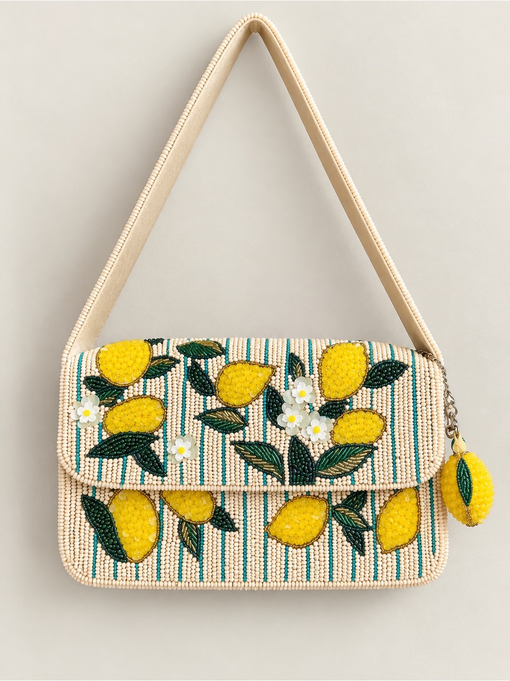 Nordstrom Yellow Beaded Lemon Shoulder Bag